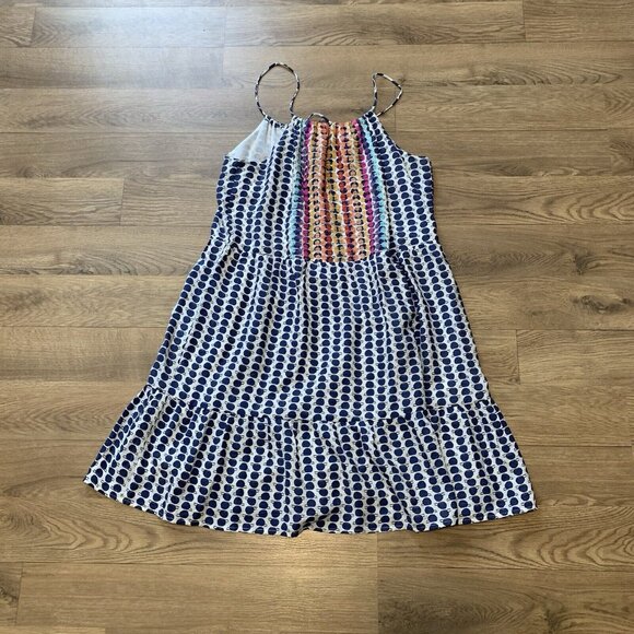 THML Dresses & Skirts - Anthropology THML white blue dotted colorful knee length dress size M E5